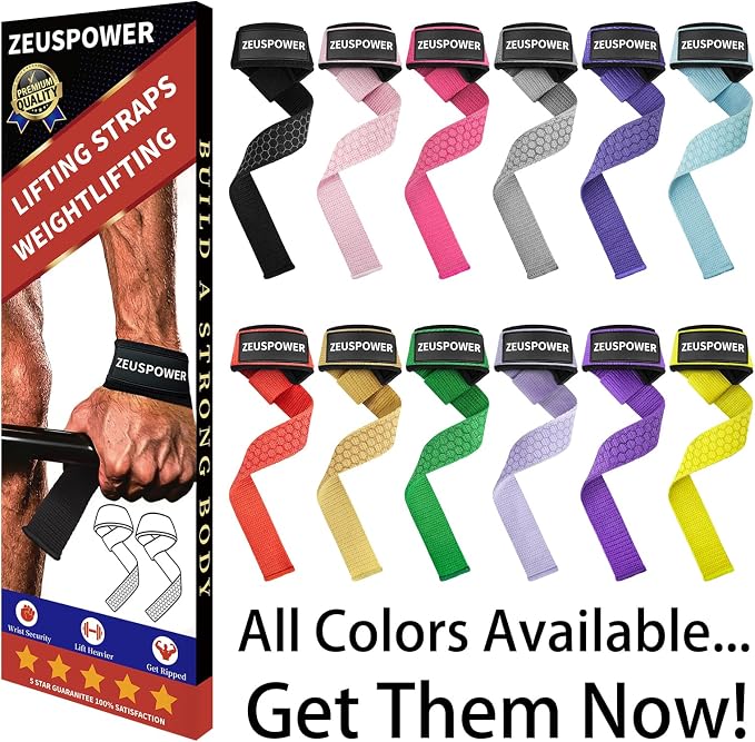 Lifting Straps Wrist Straps for Weightlifting Gym Straps Weight Lifting Deadlift Workout Women Men Dumbbell Straps for Hand RDL Strap Exercise Straps Dead Lift Cotton Neoprene Padded Zeus Power