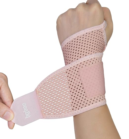2-Pack Ultra-Thin Wrist Braces, Breathable Comfort Mesh Fabric Support for Pain Relief - Ideal for Carpal Tunnel, Tendonitis, Sports, Fitness and Daily Use - Adjustable Wrist Support (Pink)