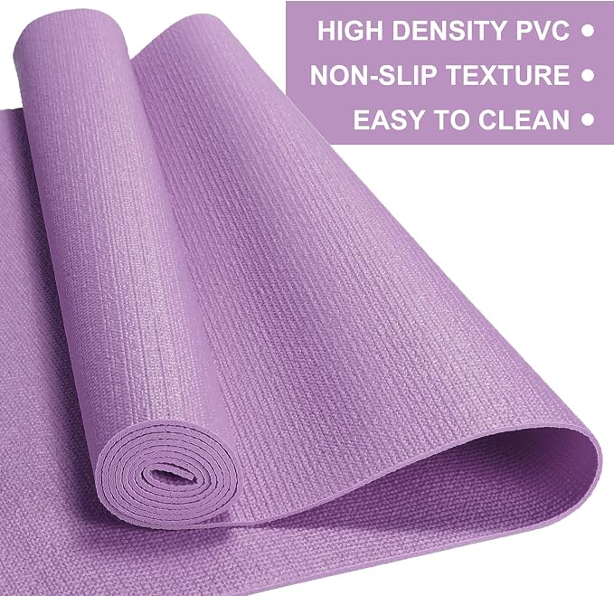 Funtery 3 mm Thin Yoga Mats Bulk, 68 x 24 Inches Lightweight PVC Exercise Mats Non Slip Workout Fitness Pads for Yoga Pilates Stretching Classes Gym Home Studio
