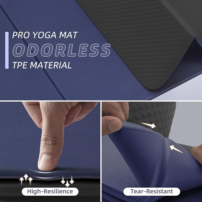 ILILI Foldable Yoga Mat 10mm, Extra Thick, Extra Long, 75x26x0.4 Inch, TPE | Non-Slip Grip, Easy Carry&Storage, Comfort Cushion, SGS Safe, Suitable for Yoga, Pilates, Home Exercise&Outdoor Travel