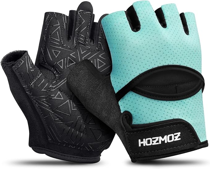 HOZMOZ Ventilated Weight Lifting Gloves, Thick Padded Workout Gym Gloves with Full Palm Protection & Grip & Shock Absorption for Women & Men's Fitness Exercise Training