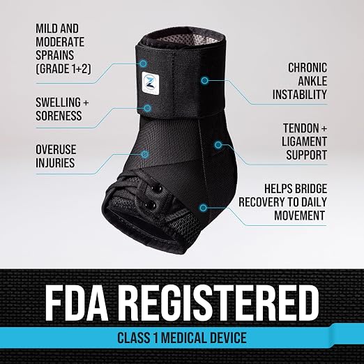 Lace Up Ankle Brace for Women & Men - Side Stabilizers for Sprained Ankle