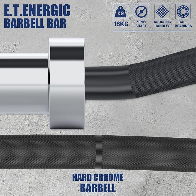 7FT Alloy Steel Cambered Barbell, 1000LB | 30mm knurled curved bar with hard chrome finish, 2-inch Olympic plate fit, and 1000LB capacity for strength training