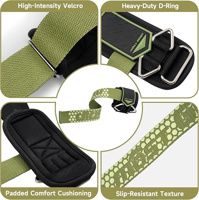 Drip Glue Non-Slip Wrist Straps for Weightlifting, 2-in-1 Lifting Straps with D Rings for Cable Machine Workout, 10mm Neoprene Padded Wrist Wraps for Weight Lifting Deadlift