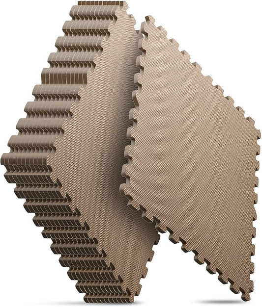 12 Pack 48 sqft Home Gym Mat, Puzzle Exercise Mat, EVA Interlocking Foam Floor Tiles for Home Workout Equipment and Kids' Play Areas - Blue, 24 in x 24 in x ½ in - (Brown, 12 Pack (48 SQ FT))