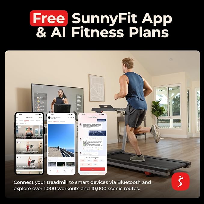 Sunny Health & Fitness Fully Assembled Auto Incline Treadmill for Home Gym