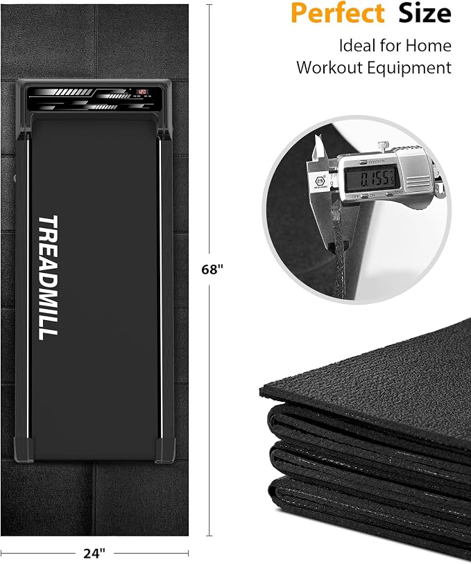 Foldable Rubber Treadmill Mat - Exercise Bike Mat with Waterproof | Non-Slip, Shock Absorption, Exercise Equipment Mat, Protect Floor, for Home Gym Workout, for Bike/Elliptical, Mat for Carpet