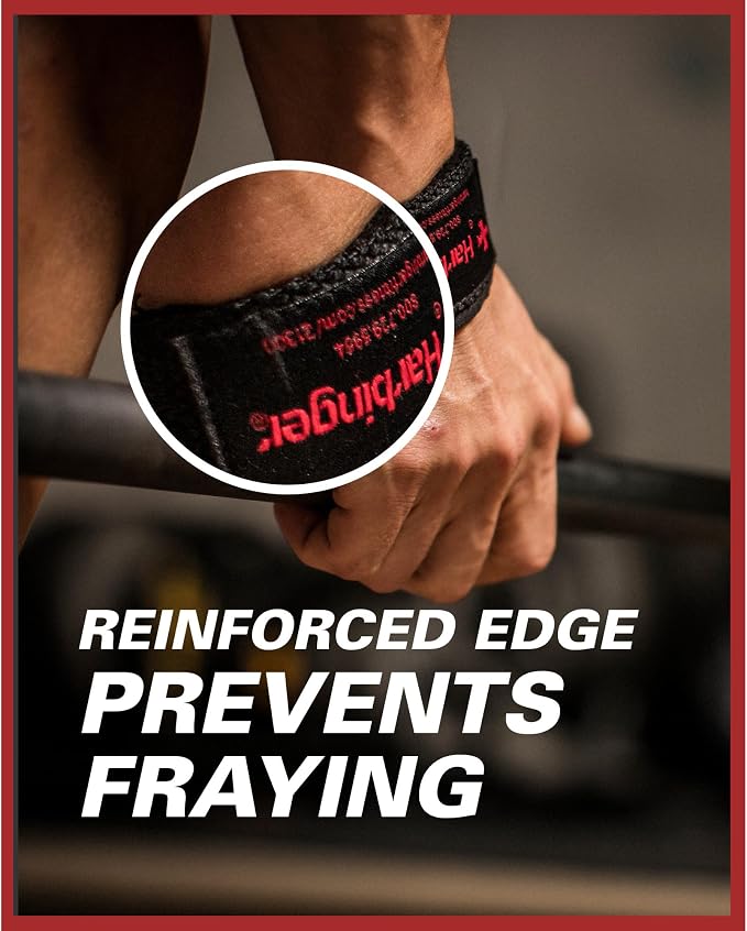 Harbinger Padded Cotton Lifting Straps with NeoTek Cushioned Wrist, 21.5 Inch Length, 1.5 Inch Width, Pair, Weightlifting Wrist Straps for Deadlifts and Strength Training