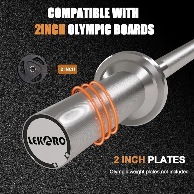 Olympic Barbell Bar 4FT, 350LB Straight Weight Lifting Bar, Fits 2-Inch Olympic Plates, Rotating Sleeves, 2 Spring Collars, Knurled Strength Training Bar for Home Gym