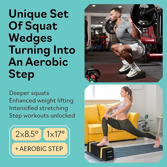 Squat Wedge Block Set of 3/5 - 960 LBS Capacity - Slant Board for Calf Stretching with 5 Stackable Angles - Calf Stretcher Slant Board - Workout Equipment - EPP Material for Exercise Equipment & Physical Therapy