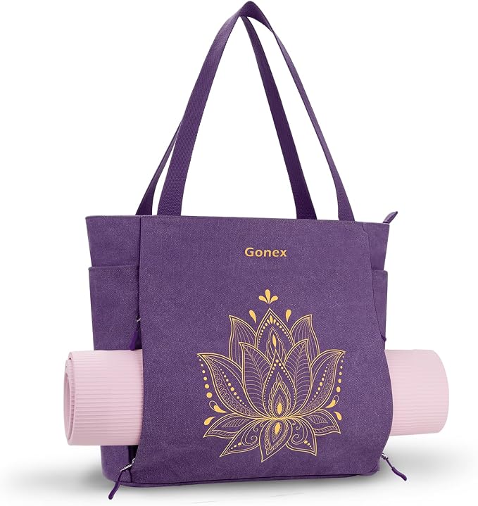 Gonex Yoga Mat Bag with Zipper Mat Carrier Canvas Gym Tote | Durable Canvas, Zipper Closures Prevent Slipping, Quick Access, Bottle Holder, Fits Yoga Blocks, Gym & Travel Use