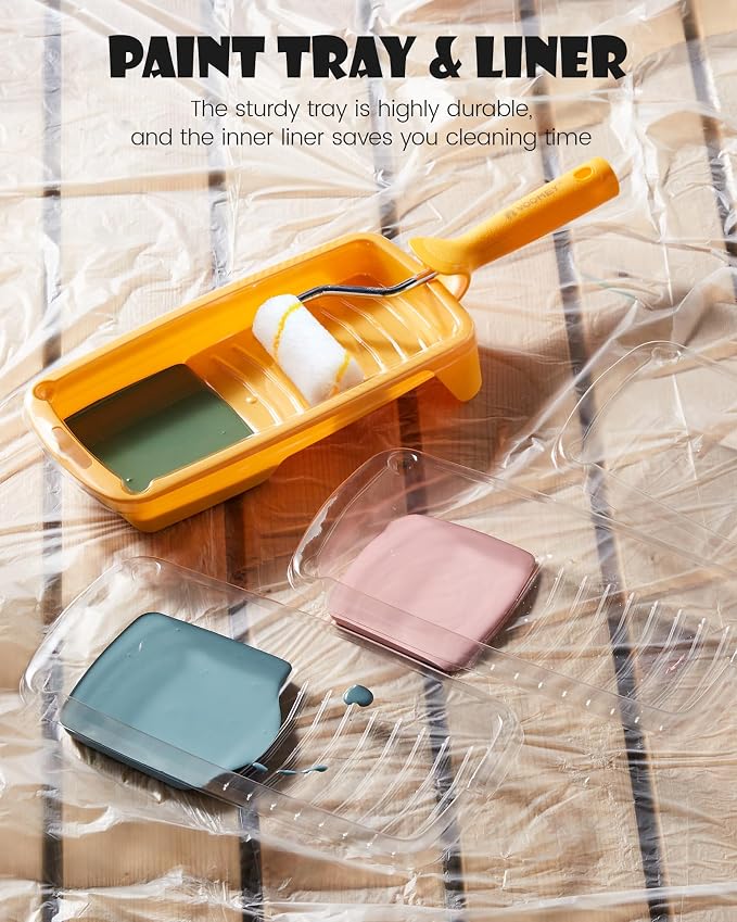 Voomey Paint Roller Kit, 2 Inch Microfiber Paint Roller Covers, 12 Pack | Small Paint Rollers with Tray and Roller Frame for Touch Up Painting Wall, Door, Cabinet