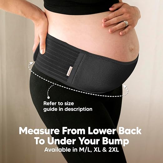 KeaBabies Pregnancy Belly Bands for Pregnant Women,1pk(Midnight Black, M/L) | Soft, Breathable, Maternity Belly Support Band, Easy Adjustable Maternity Belt for Back, Pelvic Support, Comfortable