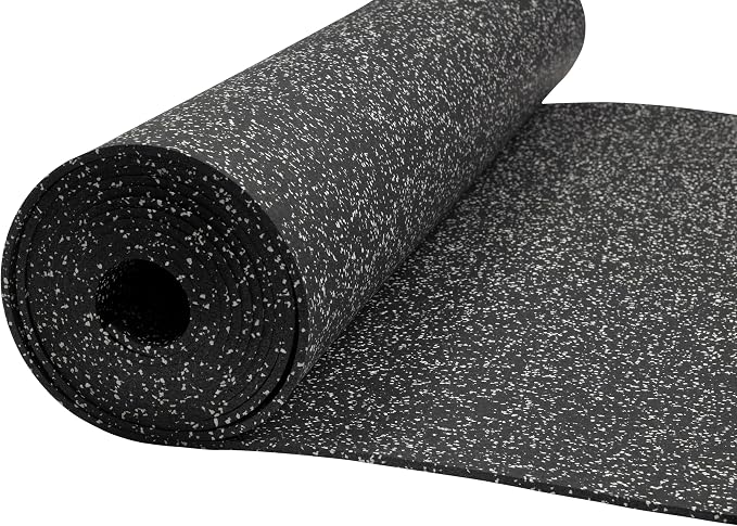 Genaflex Rubber Gym Floor Mat, Heavy Duty Commercial Protective Gym Flooring Roll - 8mm Thick (10% Grey, 4' X 10')