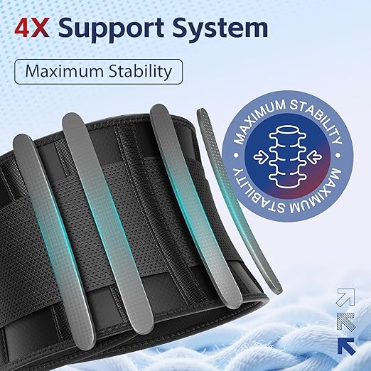 FEATOL Back Brace for Men Lower Back, Lumbar Support Belt- Back Pain, Adjustable Support Straps with Removable Lumbar Pad for Heavy Lifting Work, Black, Plus Size L/XL