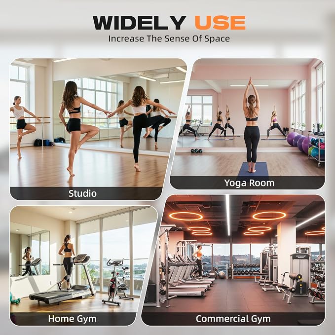 Hasipu 83''x 40'' Home Gym Mirror with Lights Dimmable Anti-Fog Large Full Length Wall Mounted Full Body Mirror for Yoga Dance Fitness Exercise Studio Bedroom Garage, Tempered Glass Workout Mirrors