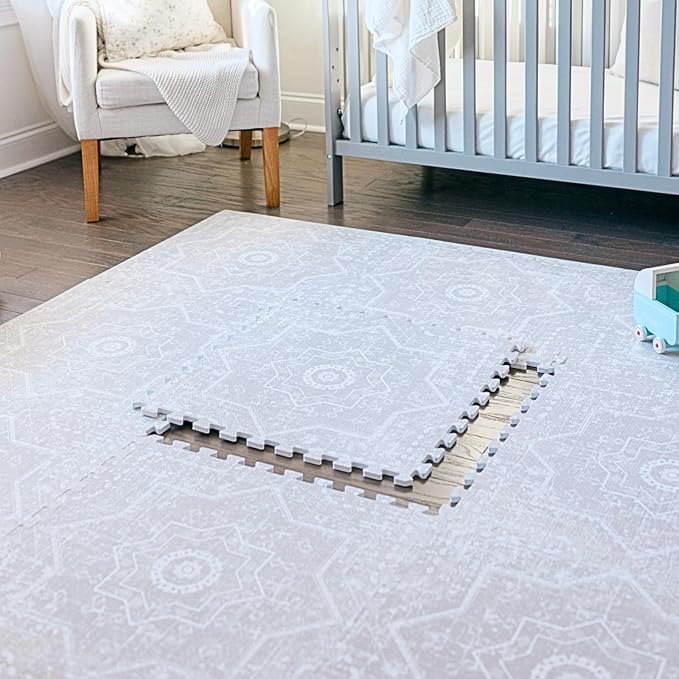 Little Landings Baby Play Mat for Floor - Layla (6x8ft) - Premium EVA Foam Play Mat for Babies & Toddlers (Ages 0-5+) - Non-Toxic Playmat for Tummy Time, Crawling & Playroom - Stylish & Comfortable