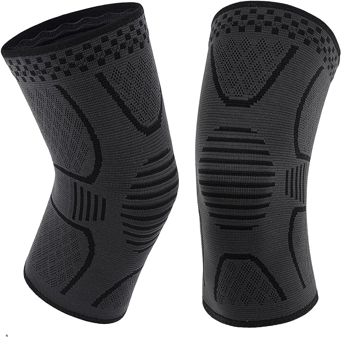 Double Couple 2 Pack Copper Knee Brace Knee Compression Sleeve Support for Men Women Knee Pain Working Out Running Sport Arthritis