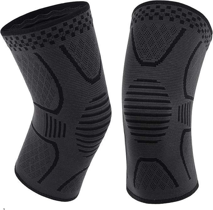 Double Couple 2 Pack Copper Knee Brace Knee Compression Sleeve Support for Men Women Knee Pain Working Out Running Sport Arthritis