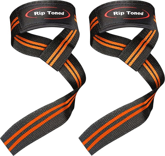 Rip Toned Lasso Lifting Straps for Weightlifting, 23¼" Padded | 1 Pair, cotton, non-latex neoprene. No break-in. Quick release. Deadlifts, rows, shrugs, pull-ups. Machine washable.