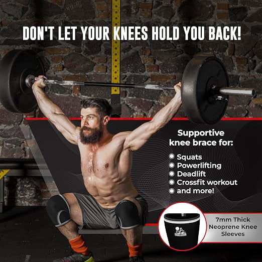 Nordic Lifting 7mm Knee Sleeves for Weightlifting & Gym (1 Pair) - Neoprene Compression Support for Squats, Powerlifting & Cross Training - USPA Approved - For Men & Women - L
