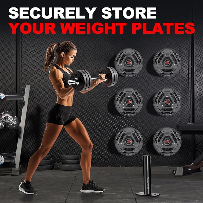 Wall-Mounted Strength Training Plate Storage Rack – Heavy Duty 2” Weight Plate Holder with Foam Padding, Bumper Plate Storage for Home Gym, Garage, and Power Rack.The outer surface of 1-pack and 2-pack products is bright color.4 Pack,6 Pack and 8 Pack ...