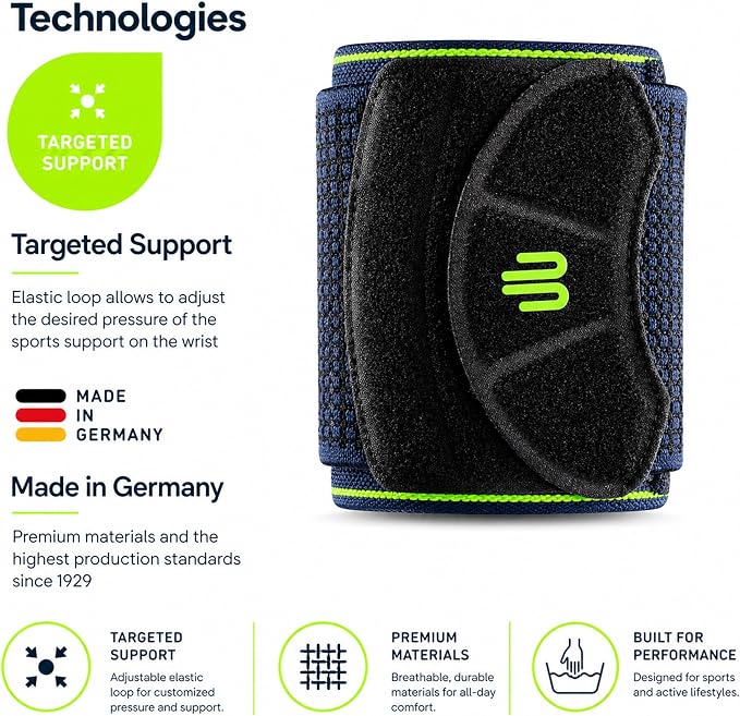 Bauerfeind Sports Wrist Strap - German Engineered Wrist Compression Support for Weightlifting, Crossfit, Tennis, Lifting - Adjustable Tightness Brace with 3D Airknit Fabric - 1 Per Box
