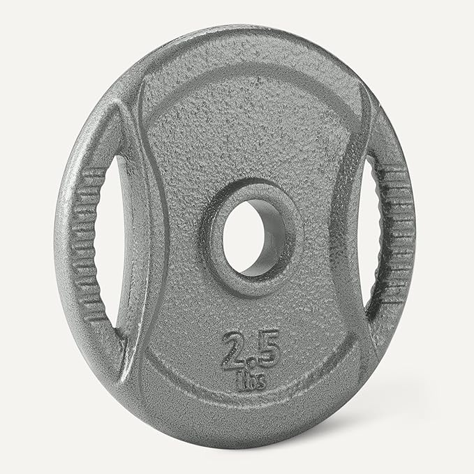 Amazon Basics 1-Inch Grip Weight Plates, Cast Iron, Strength Training, Home Gym