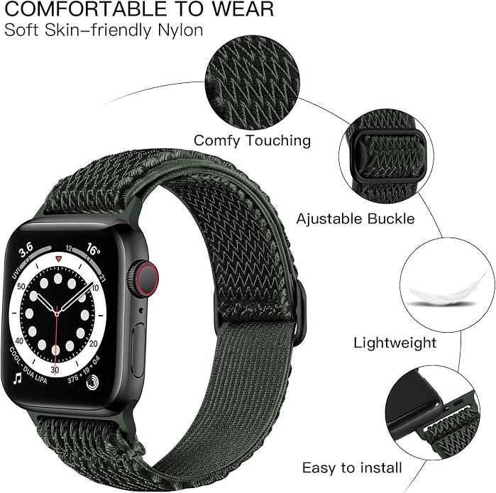 Lerobo Stretchy Nylon Solo Loop Band, Compatible with Apple Watch Series 11 10 9 8 7 6 5 4 3 SE3/2/1 Ultra3/2/1, Adjustable Strap for iwatch Band 44mm 45mm 46mm 49mm 42mm 40mm 41mm 38mm for Women Men