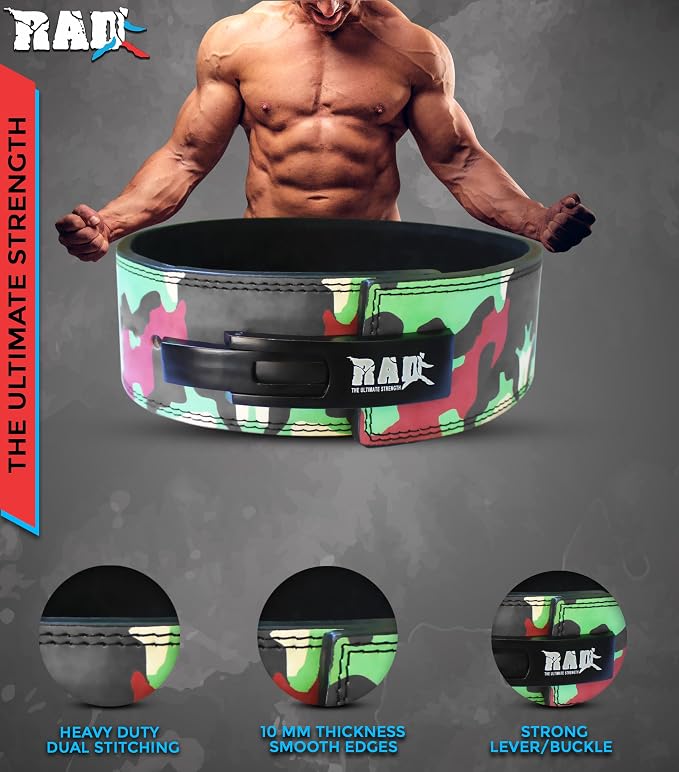 RAD Lever Weight Lifting Gym Belt for Men & Women Size 63 TO107 CM,Thick 10MM & Width 4 Inch Lever Powerlifting Belts for Women Dead Lift Workout Belt Leather Weight Lifting Lever Gym Squat Belt