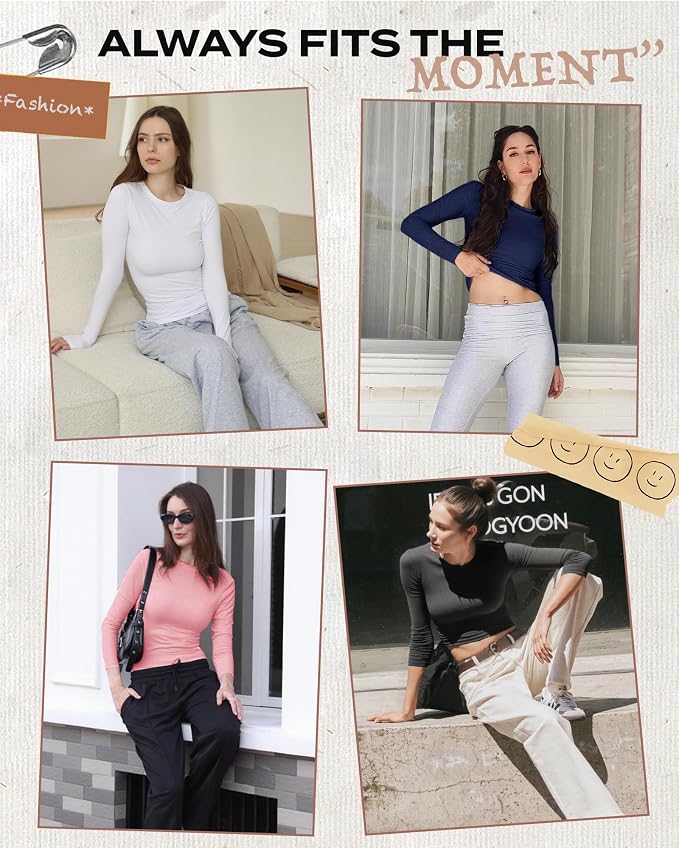 GAYHAY Long Sleeve Shirts for Women Tops Fitted Clothes Fall Fashion 2026 | Basic Tees, Girls School Outfits, Y2k Winter Tshirt, Tight Underscrub, Workout Casual, Cute Trendy Plain Compression Layering