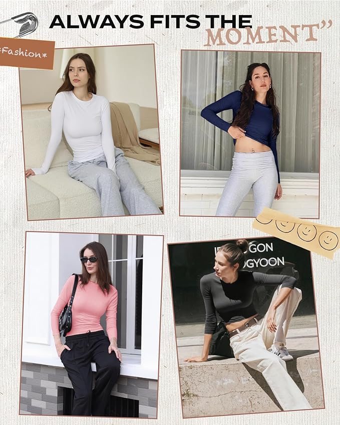 GAYHAY Long Sleeve Shirts for Women Tops Fitted Clothes Fall Fashion 2026 | Basic Tees, Girls School Outfits, Y2k Winter Tshirt, Tight Underscrub, Workout Casual, Cute Trendy Plain Compression Layering