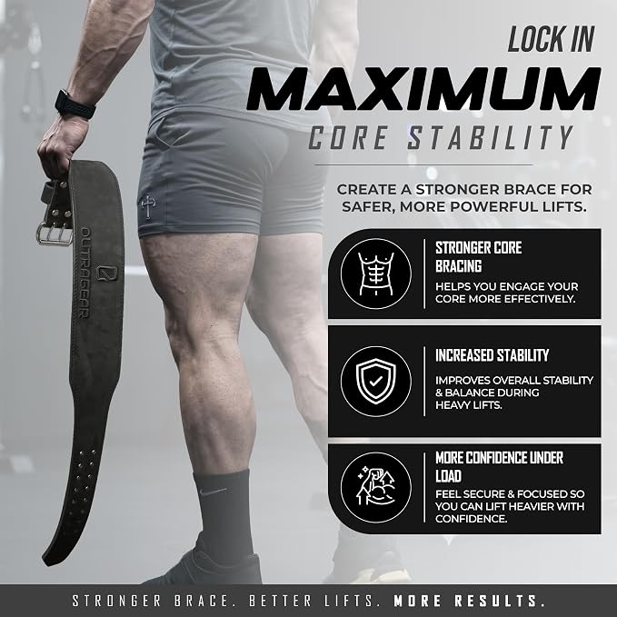 Real Leather Weight Lifting Belt - 7mm Gym Belt for Strength Training - Adjustable Buckle Weight Lifting Belts for Men & Women with Core Back Support