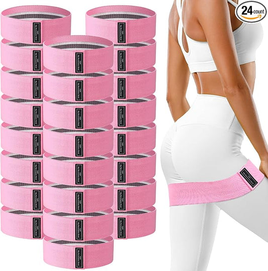 24 Pcs Fabric Resistance Bands for Working Out Strength Exercise Bands for Women Men Resistance Loop for Legs and Butt, Yoga, Pilates, Rehab, Fitness and Home