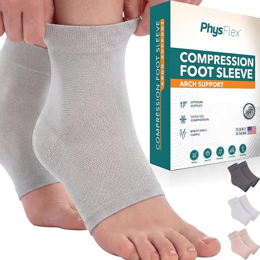 PhysFlex Ankle Brace Support - Ankle Compression Sleeve - Foot Brace for Women & Men - Tendonitis & Arthritis Ankle Brace Sports Running, Plantar Fasciitis Relief & Stabilizing Ankle Wrap