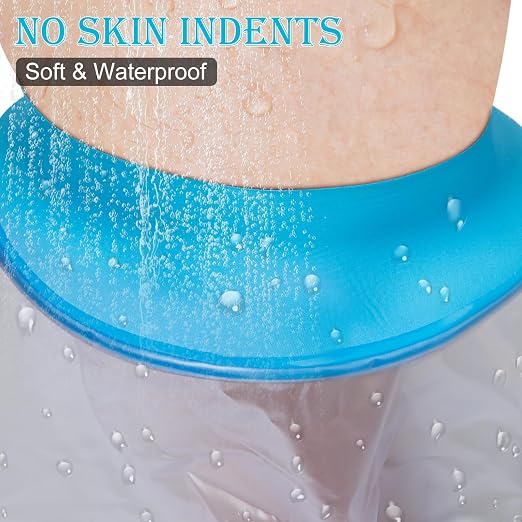 Asunby Knee Cover For Showering, Waterproof Knee Surgery Shower Protector, Soft & Reusable Shower Sleeve for Knee Adult and Youth,Wound,Burns Watertight Protection