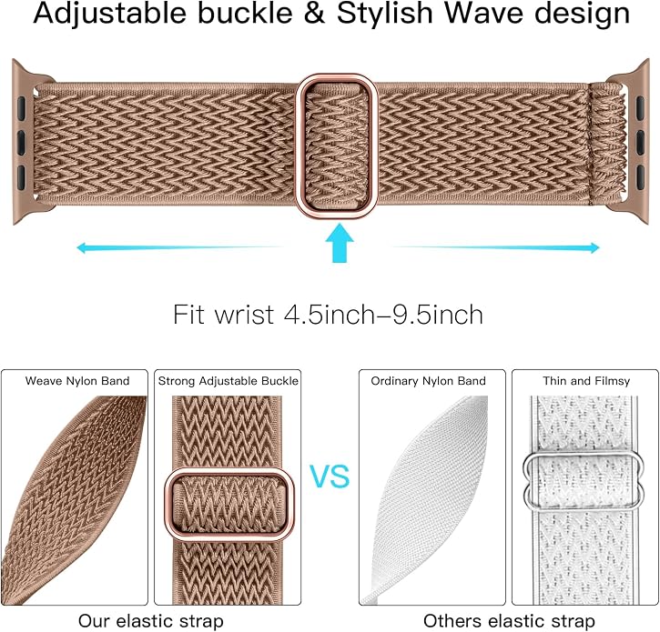 Lerobo Stretchy Nylon Solo Loop Band, Compatible with Apple Watch Series 11 10 9 8 7 6 5 4 3 SE3/2/1 Ultra3/2/1, Adjustable Strap for iwatch Band 44mm 45mm 46mm 49mm 42mm 40mm 41mm 38mm for Women Men