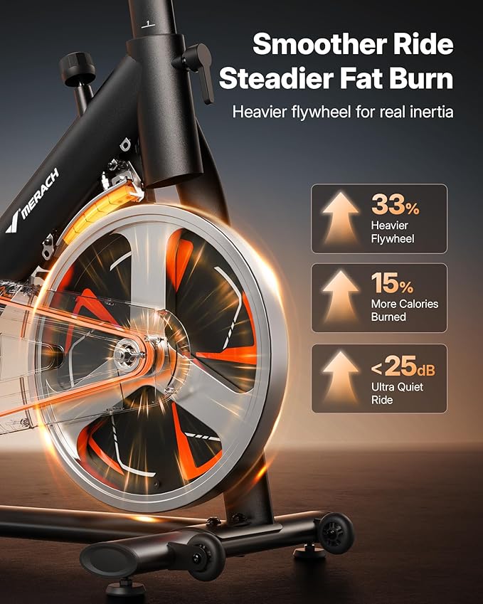 MERACH S36 Exercise Bike, Magnetic Resistance, 330lbs Capacity | Stationary Bike for Home, Quiet Drive, Fitness App with Courses, Adjustable Seat, Indoor Cycling Bike