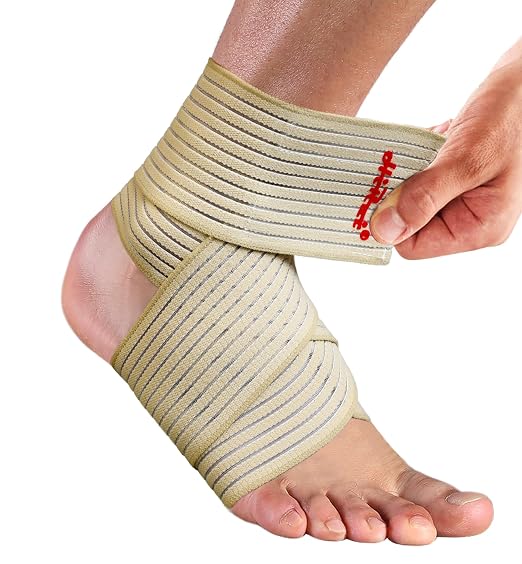 Foot & Ankle Brace 2 Pack, Adjustable Compression Wrap for Men & Women – Helps with Sprains, Plantar Fasciitis, Achilles Tendonitis, Arthritis, Running, Sports, Gym – Fits in Shoes (Beige)
