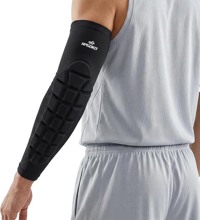 Padded Elbow Forearm Sleeves 2 Pack Compression Crashproof Arm Pads