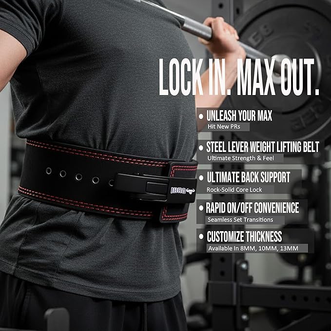 IBRO Powerlifting Lever Gym Belt – Power 8MM, 10MM or 13MM Extreme Heavy Duty Genuine Leather Belts - Squats Deadlifts Bodybuilding Weight Lifting IPF Power Lifting Strongman for Men