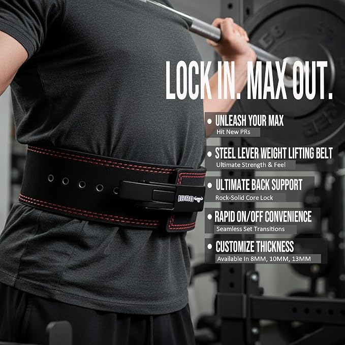IBRO Powerlifting Lever Gym Belt – Power 8MM, 10MM or 13MM Extreme Heavy Duty Genuine Leather Belts - Squats Deadlifts Bodybuilding Weight Lifting IPF Power Lifting Strongman for Men