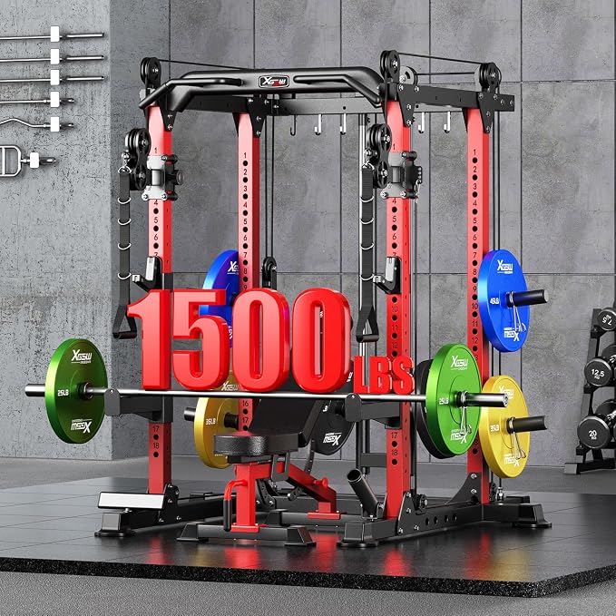 Power Rack Power Cage Multi-Function Squat Rack with Cable Crossover System Selectable More Training Attachment Power Rack for Garage & Home Gym