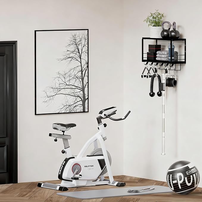 TJ.MOREE Floating Shelf Compatible 2 Tier with Tonal Accessories Wall Mount | Home Gym Storage Rack for Fitness Equipment, T-Bracket Lock Adapters Hanger