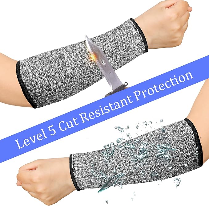 Sintege 3 Pairs Arm Protectors for Thin Skin and Bruising Cut Resistant Forearm Sleeve Level 5 Arm Burn Protection Sleeve (Black, Beige, Grey,7.9 Inch)