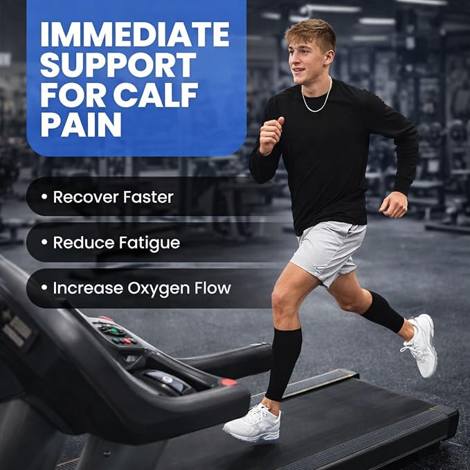 Fittest Pro Calf Compression Sleeves and Leg Wraps for Shin Splint Support, Pain Relief for Running, Basketball, Cycling