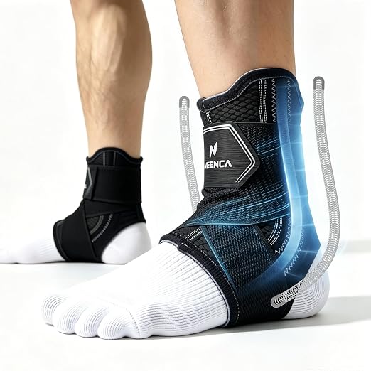 NEENCA Adjustable Ankle Support Brace with 2 Stabilizers Sports&Daily-1Pack | Neoprene Brace With Figure-8 Straps,Helps Support Weak or Unstable Ankles With Adjustable Compression And Side Stabilization