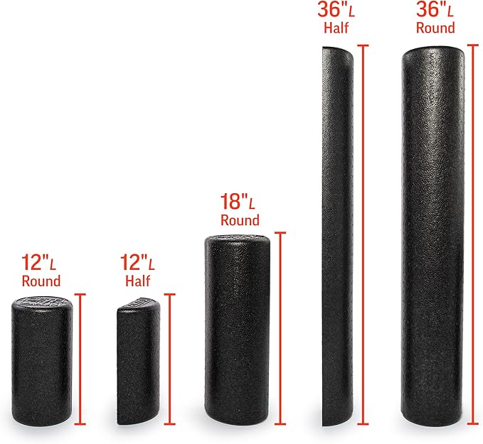OPTP AXIS Firm Density Foam Roller – Half-Round, Black, 12" X 3" | High density firm foam roller for physical therapy, yoga, Pilates, fitness exercise & sports training, Heat-molded EPP foam