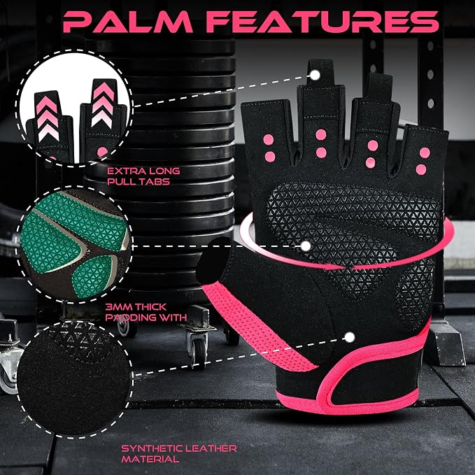 BEAST RAGE Workout Gloves for Men & Women - Fingerless Gym Gloves with Palm Protection, Breathable & Lightweight for Weightlifting, Cycling & Pull Up