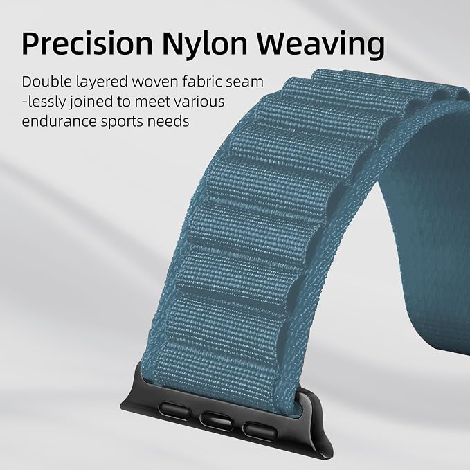 Alpine Nylon Sport Bands Compatible with Apple Watch Ultra Band 49mm 46mm 45mm 44mm 42mm Men Women, Stretch Loop Strap with D-Hook for iWatch Series 10 Ultra SE 9 8 7 6 5 4 3 2 1 (B-Light Blue, 49mm/46mm/45mm/44mm/42mm(Series 3))